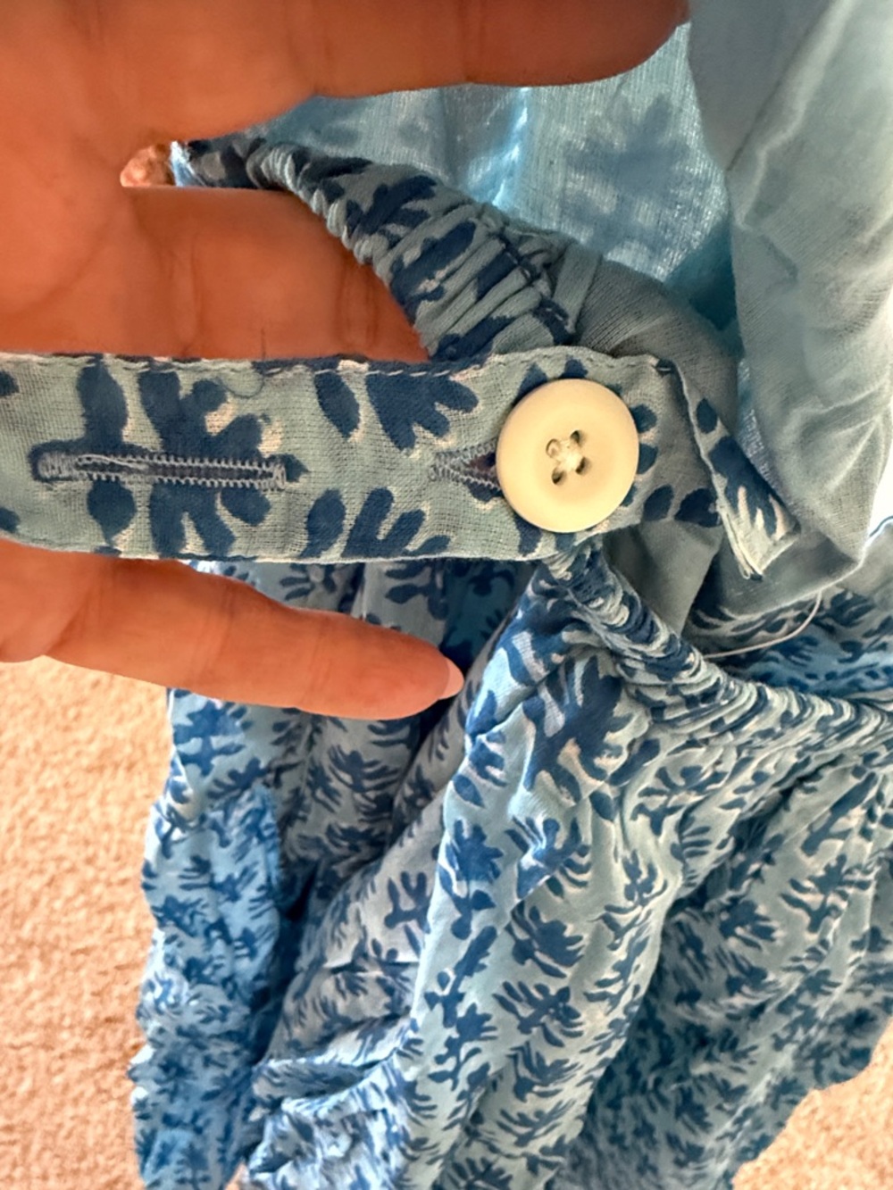 Oliphant 🌹Blue Printed V-Neck Ruffle Mini Dress - Picture 12 of 16